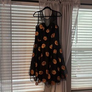 Black Dress with Sequin Pumpkin Design